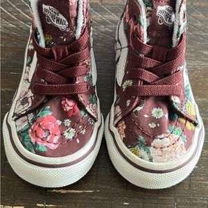 Vans Kids Floral High-Tops - Burgundy and Multicolor